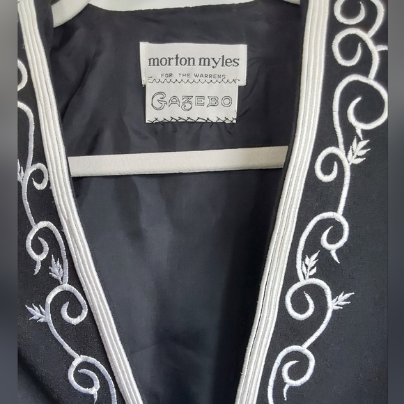 Vintage Morton Myles Black & White Embroidered Women's Bolero Jacket - Picture 2 of 9